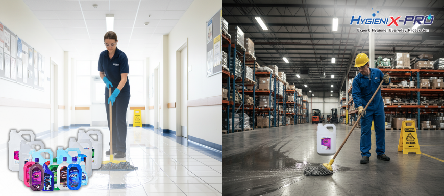 A bottle of Hygienix Pro Floor Cleaner.